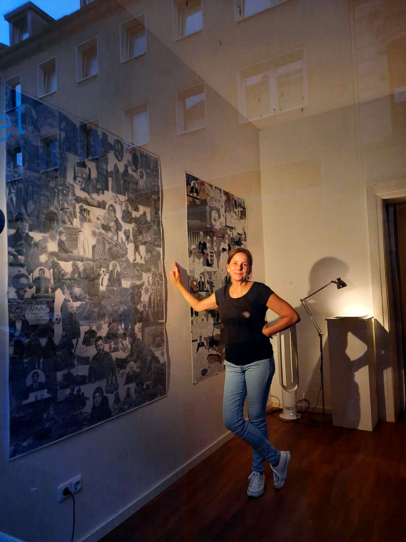 Die Illustratorin Katja Weikenmeier präsentiert ihr Werk 'Nachrichtenteppich'